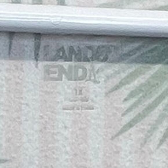 Lands’ End Wide Leg Jumpsuit Pink Green 1X Palm Leaf Print Sleeveless Tropical - Picture 2 of 12